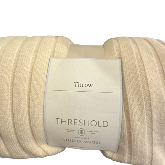 Threshold Cream Throw Studio McGee 50" x 60" Wrap Up & Stay Warm - Picture 2 of 5